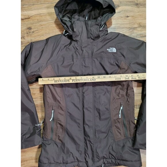 The North Face Jacket Womens S Hyvent Hooded Full Zip Brown Wind Rain Snow Warm - Picture 6 of 10